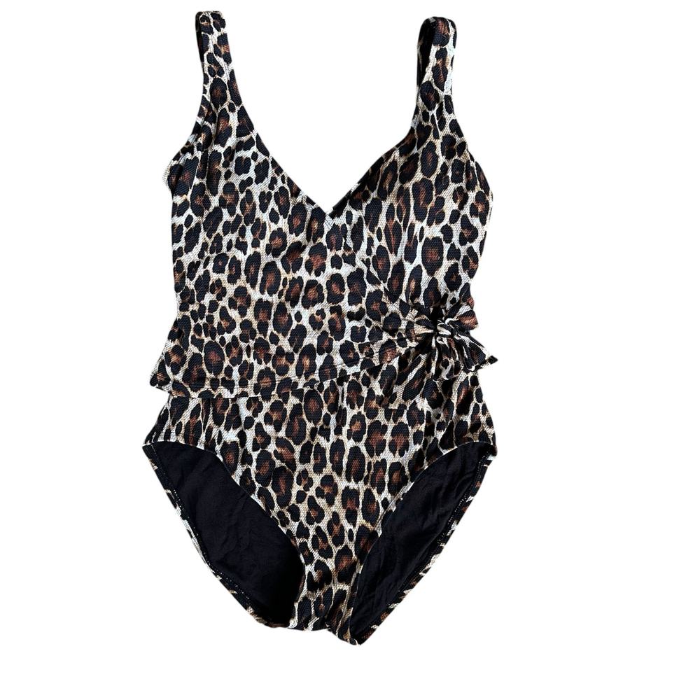 Tommy Bahama Leopard Print One Piece Wrap Bikini Swimsuit Size 10 Animal‎ Print